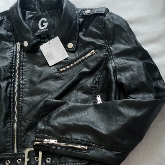 G by Guess Alex Cropped PU Moto Jacket - Picture 5 of 9